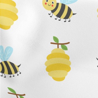 Honeycomb And Little Bees Lightweight Cotton Poplin