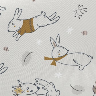 Rabbit, Squirrel And Hedgehog Midweight Cotton Poplin