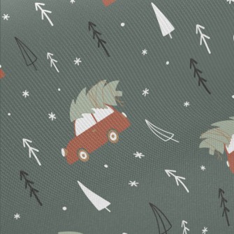 Transporting Christmas Tree Tr Midweight Cotton Poplin