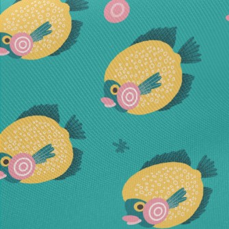 Bright Deep Sea Fish Midweight Cotton Poplin