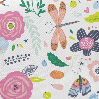 Flower World Insects Midweight Cotton Poplin