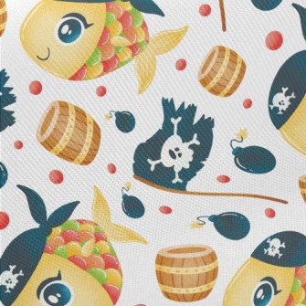 Pirate Colorful Fish Midweight Cotton Poplin