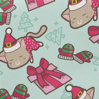 Kitty Santa Claus Midweight Cotton Poplin