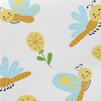 Cartoon Dragonfly Butterfly Midweight Cotton Poplin