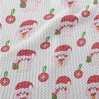 Hand Drawn Pink Christmas Rabb Birdseye Piqué