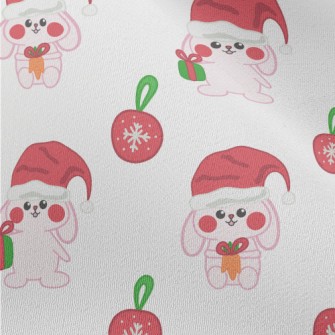 Hand Drawn Pink Christmas Rabb Chiffon