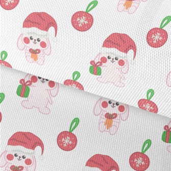 Hand Drawn Pink Christmas Rabb Waterproof Oxford