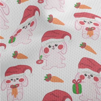 Pink Bunny Christmas Athletic Mesh Flat Back