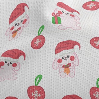 Hand Drawn Pink Christmas Rabb Athletic Mesh Flat Back
