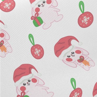Hand Drawn Pink Christmas Rabb Twill
