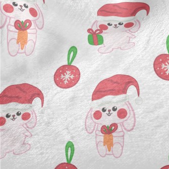 Hand Drawn Pink Christmas Rabb Minky