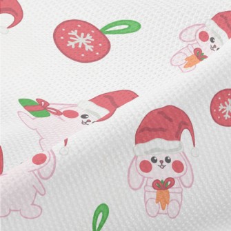 Hand Drawn Pink Christmas Rabb Piqué