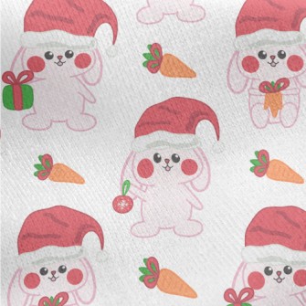 Pink Bunny Christmas Jersey Backed Fleece