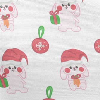 Hand Drawn Pink Christmas Rabb Pongee
