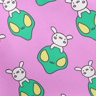 Alien And Cute Rabbit Pongee