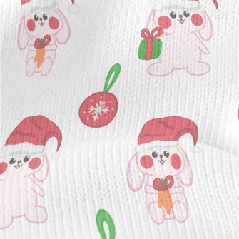 Hand Drawn Pink Christmas Rabb Stretch Jersey