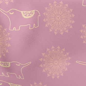 Hand Drawn Thai Elephant Lightweight Cotton Poplin