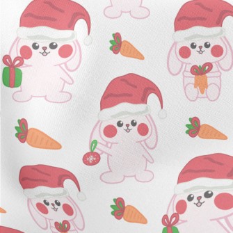 Pink Bunny Christmas Lightweight Cotton Poplin