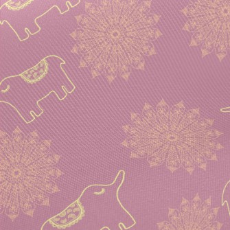 Hand Drawn Thai Elephant Midweight Cotton Poplin