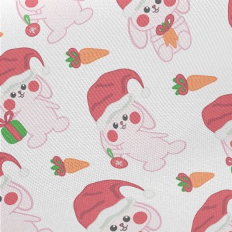Pink Bunny Christmas Midweight Cotton Poplin