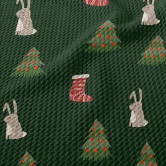 Hand Drawn Christmas Bunny Ill Birdseye Piqué