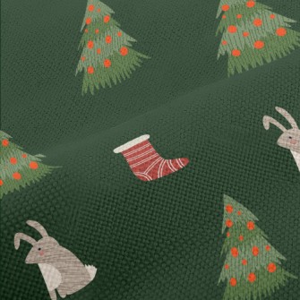 Hand Drawn Christmas Bunny Ill Performance Linen