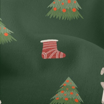 Hand Drawn Christmas Bunny Ill Lightweight Performance Linen