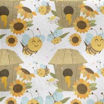 Happy Busy Bee Jersey Backed Fleece