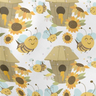 Happy Busy Bee Lightweight Cotton Poplin