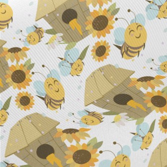 Happy Busy Bee Midweight Cotton Poplin