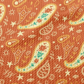 Cute Orange Flowers Birdseye Piqué