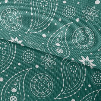White Flowers With Green Backg Waterproof Oxford