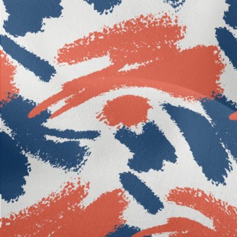 Orange Blue Crayon Drawing Lightweight Performance Linen