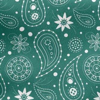 White Flowers With Green Backg Jersey Backed Fleece