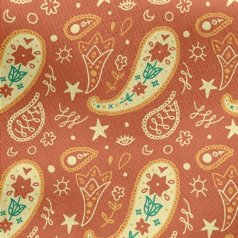 Cute Orange Flowers Jersey Backed Fleece