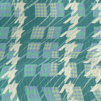 Green Patchwork Houndstooth Stretch Jersey