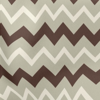 Coffee Zigzag Pattern Lightweight Cotton Poplin