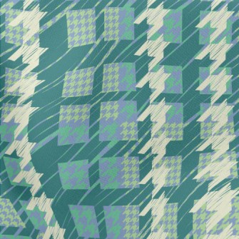 Green Patchwork Houndstooth Lightweight Cotton Poplin