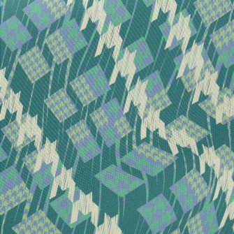 Green Patchwork Houndstooth Midweight Cotton Poplin