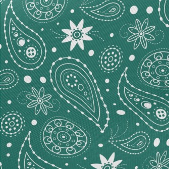 White Flowers With Green Backg Midweight Cotton Poplin