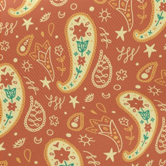 Cute Orange Flowers Midweight Cotton Poplin