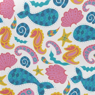 Sequined Sea Fish Midweight Cotton Poplin