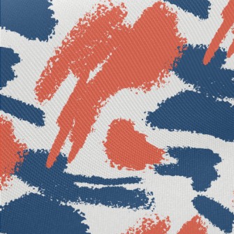 Orange Blue Crayon Drawing Midweight Cotton Poplin