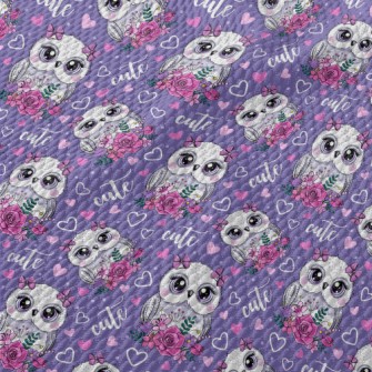 Cute Cartoon Owl Birdseye Piqué
