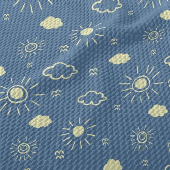 Simple Sun And Clouds Birdseye Piqué