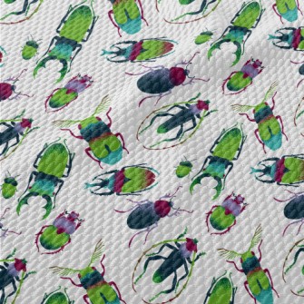 Hand Drawn Green Insects Birdseye Piqué