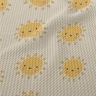 Cute Smiling Sun Birdseye Piqué