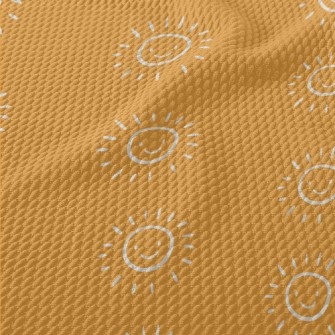 Sun Smiley Face Doodle Birdseye Piqué