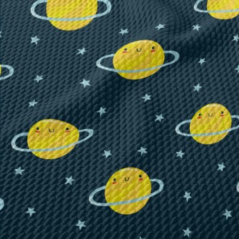 Cartoon Smiley Planet Birdseye Piqué