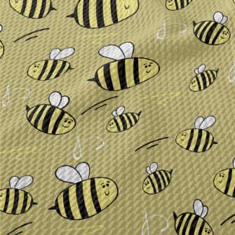 Hand Drawn Bee Doodle Birdseye Piqué